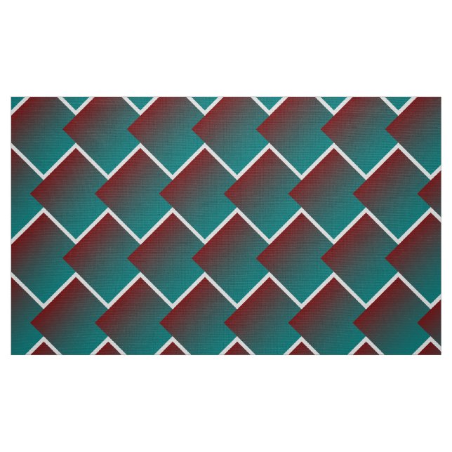 Tela Geometría verde azulada en blanco burdeos ("Cuarto gordo" (fat quarter))