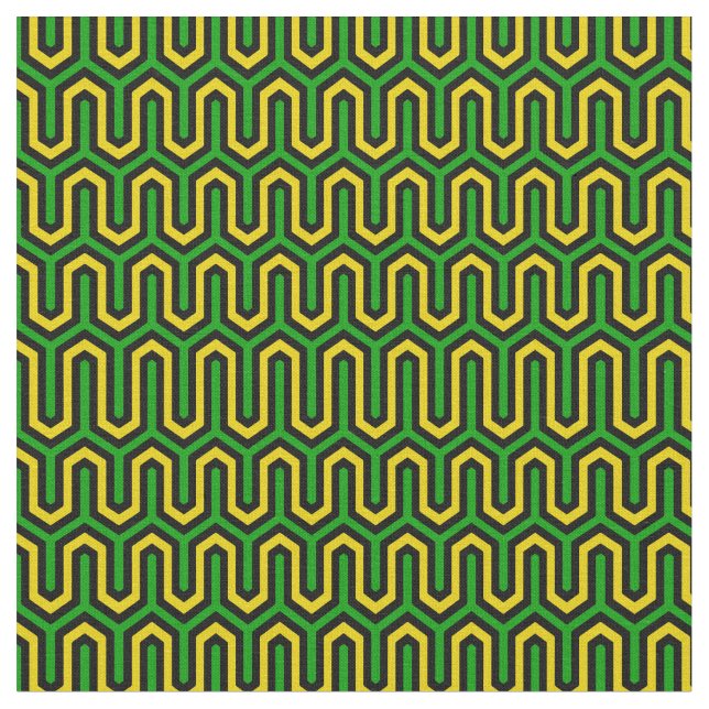 Tela Geometric Pattern in Jamaican Flag Colours (De cerca)