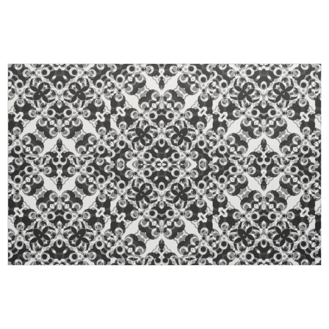 Tela geométrica blanca negra del modelo de ("Cuarto gordo" (fat quarter))