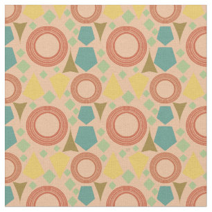 Tela Geométrica de Coral de Mid Century