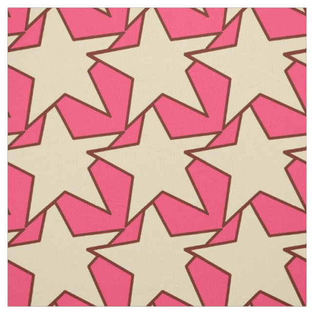 Tela Geométrica de estrella moderna - coral y beige (Retal)