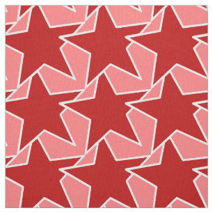 Tela Geométrica de estrella moderna - rojo coral y rosa