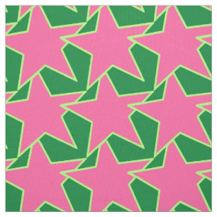 Tela Geométrica de estrella moderna - sandía rosa y v