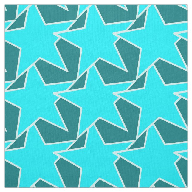 Tela Geométrica de estrella moderna - turquesa y verde  (Retal)