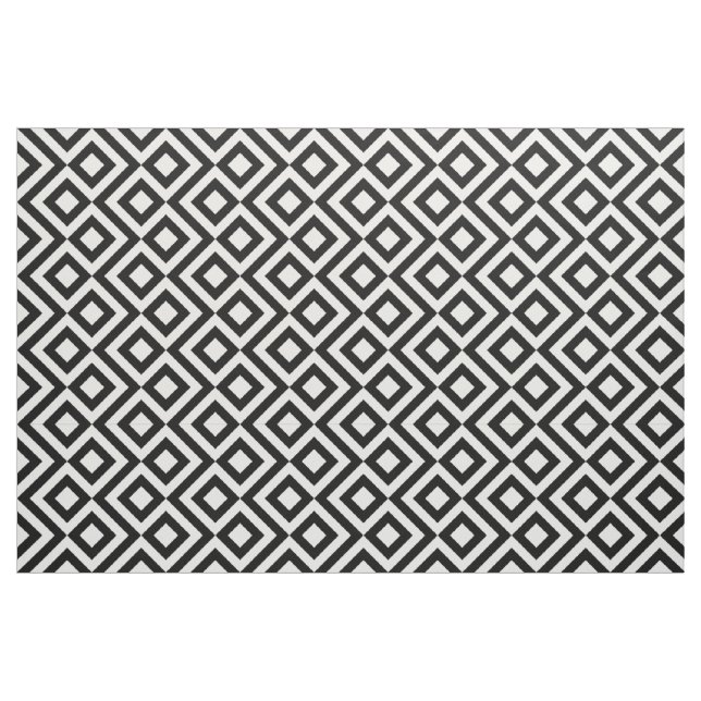 Tela geométrica del modelo del meandro blanco y ("Cuarto gordo" (fat quarter))
