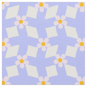 Tela geométrica floral de lavanda por yarda