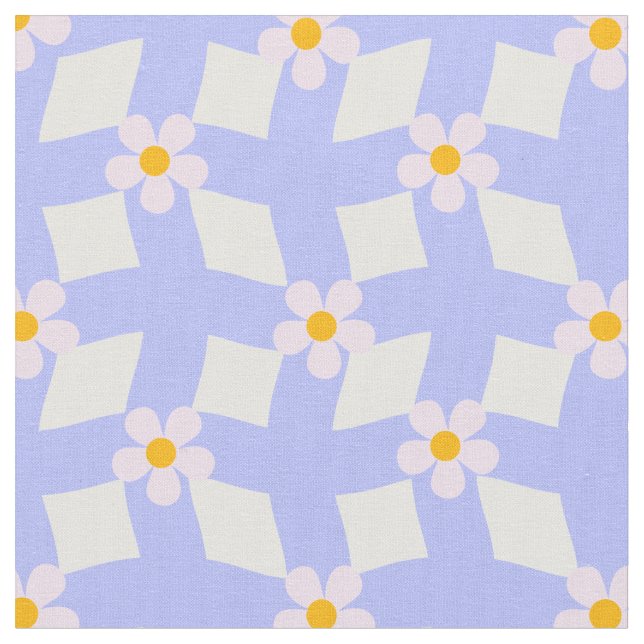 Tela geométrica floral de lavanda por yarda (De cerca)