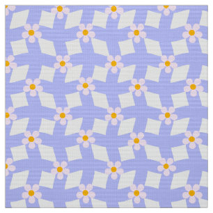 Tela geométrica floral de lavanda por yarda
