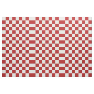 Tela geométrica roja y blanca a cuadros