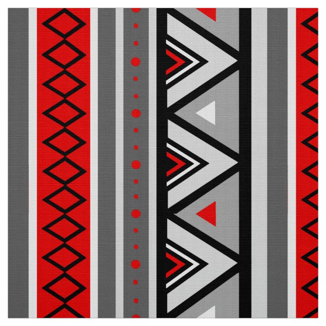 Tela Geométrico al sudoeste, rojo modernos y gris/gris (Retal)