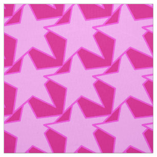 Tela Geométrico de estrella moderna - rosa pálido y fuc