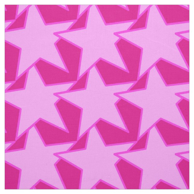 Tela Geométrico de estrella moderna - rosa pálido y fuc (Retal)
