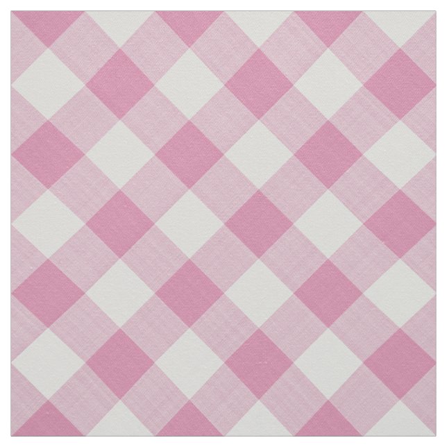 Tela Geométrico del patrón de chequeos de Gingham rosa  (Retal)
