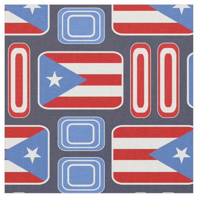 Tela Geométrico: Retro: Puertorriqueño: Bandera (De cerca)