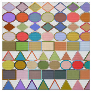 Tela Geométrico tribal moderno, multipasteles en blanco