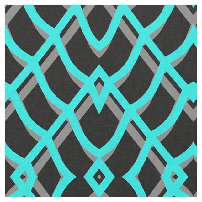Tela Geométrico turquesa, negro y gris (De cerca)