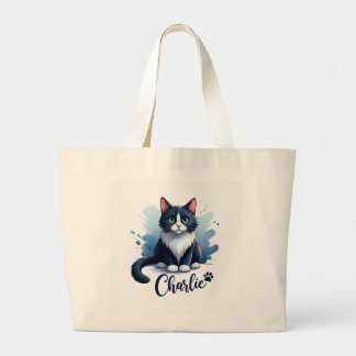 Tela Gigante Arte de gato lindo bolso grande – Regalo para aman