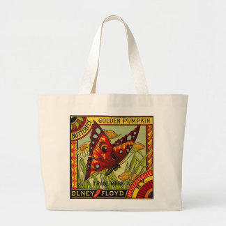 Tela Gigante Bolso con etiqueta vintage de mariposa roja