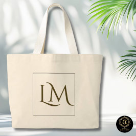 Tela Gigante Bolso de algodón minimalista con monograma para to