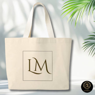 Tela Gigante Bolso de algodón minimalista con monograma para to