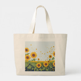 Tela Gigante Bolso de compras de girasol