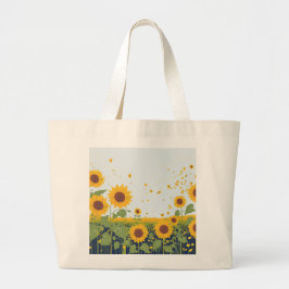 Tela Gigante Bolso de compras de girasol