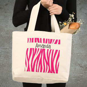 Tela Gigante Bolso de estampado animal ondulado rosa caliente