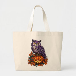Tela Gigante Bolso de Halloween vintage de búho y calabaza