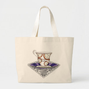 Tela Gigante Bolso de la taza de té de los relojes