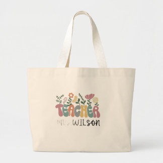 Tela Gigante Bolso de lona personalizado para maestro, nombre d
