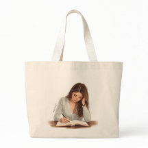 Bolso de mano con ilustración de mujer escribiendo