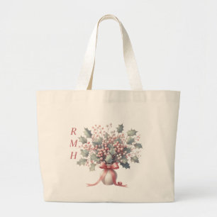Tela Gigante Bolso de mano de acebo de diciembre personalizado