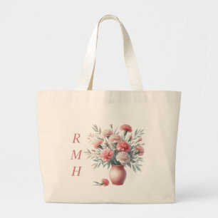 Tela Gigante Bolso de mano de clavel personalizado de enero