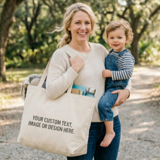 Tela Gigante Bolso de mano personalizado - Su diseño de texto o