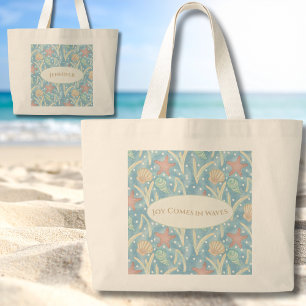 Tela Gigante Bolso de Playa Boho Personalizado – Conchas de Est