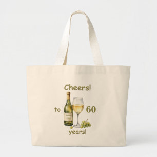 Tela Gigante Bolso de tote de vino blanco de año de nacimiento 