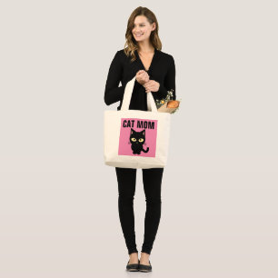 Tela Gigante Bolso de TOTES rosados de CAT MOM negro