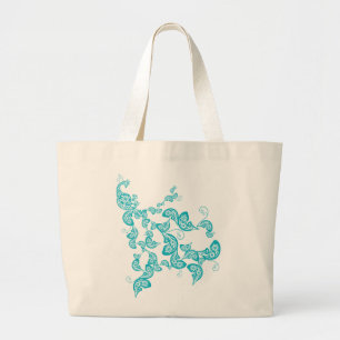 Tela Gigante Bolso floral del personalizado del pavo real de