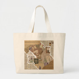 Tela Gigante Bolso grande con estética de collage de diario vin