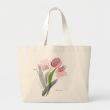 Bolso grande de tulipanes florales femeninos con h