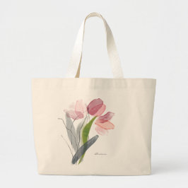 Tela Gigante Bolso grande de tulipanes florales femeninos con h