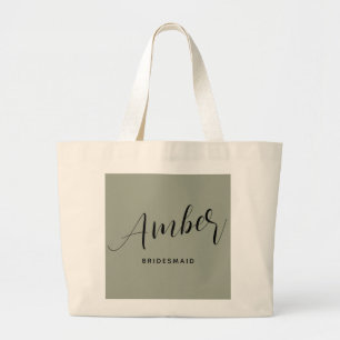 Tela Gigante Bolso grande tote con nombre de dama de honor con 