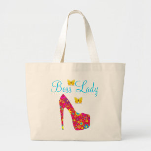 Tela Gigante Bolso Grande Zapato de Tacón Alto Flores Jefa