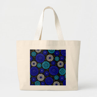 Tela Gigante Bolso Totémico de Patrón Geométrico Mandala Azul
