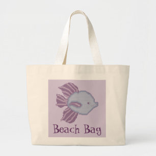 Tela Gigante Bolso tropical púrpura y violeta de la playa de