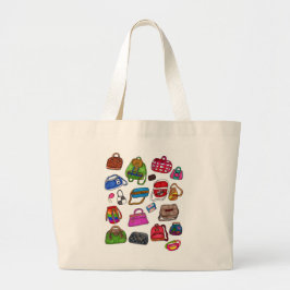 Tela Gigante Dibujado Patrón de Bolso de Moda Ilustrado Arte Di