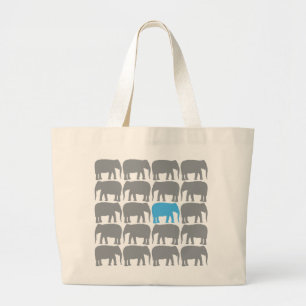 Tela Gigante Un elefante azul en el bolso de la manada
