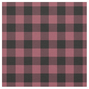 Tela Gingham a cuadros rojos y negros vintage