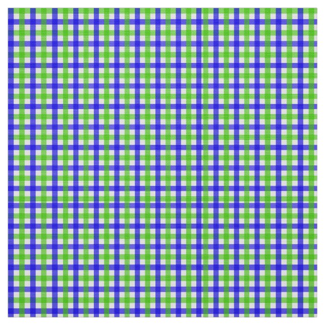 Tela Gingham Azul Y Verde (Retal)
