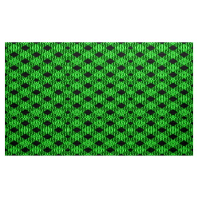 Tela Gingham Check Green y Black Pattern Fabric (Yarda)
